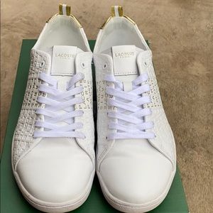 Lacoste white and gold sneakers